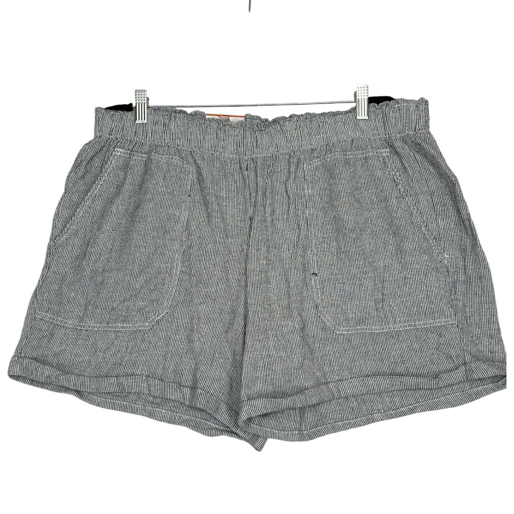 BRIGGS Navy Stripe Pull On Short Front and Back Pocket Women's Size XXL NWT